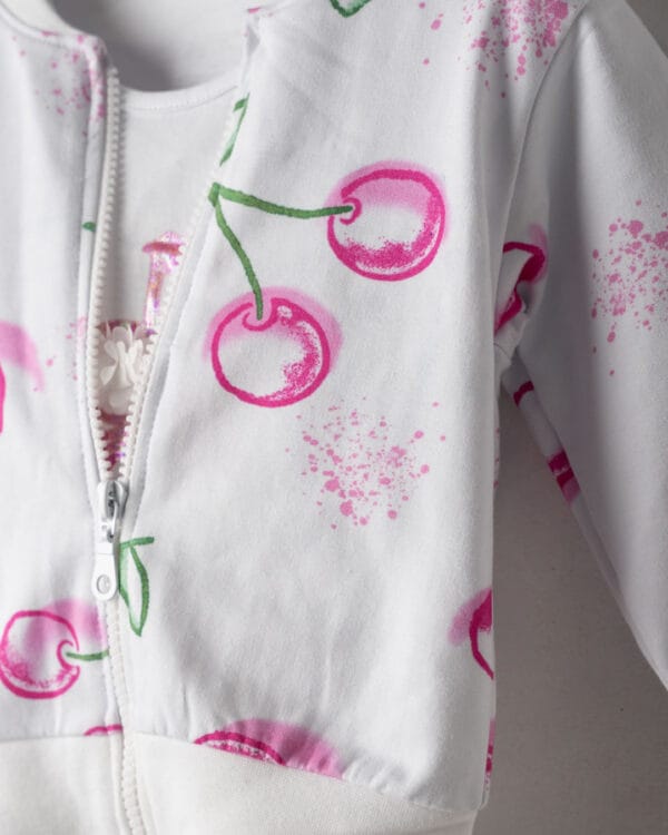 Βρεφικό σετ λευκό-φούξια με κολάν και ζακέτα (3 τμχ) - Image 2