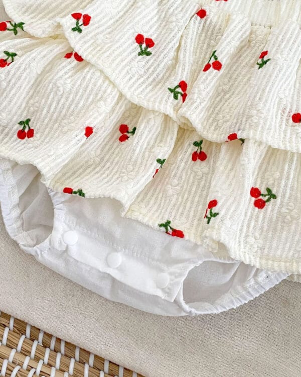 Βρεφικό σετ κόκκινο-ζαχαρί με φουφούλα Κερασάκια - Image 3