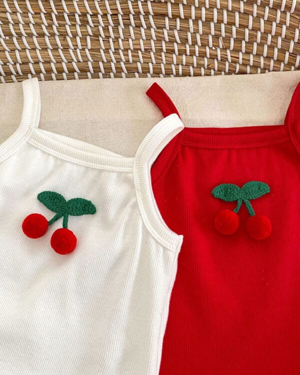 Βρεφικό σετ κόκκινο-ζαχαρί με φουφούλα Κερασάκια - Image 2