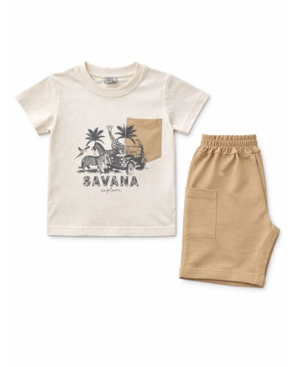 Παιδικό σετ ζαχαρί-μπεζ με σορτς Safari