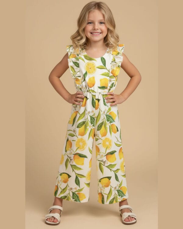 Παιδική ολόσωμη φόρμα με άνοιγμα στην πλάτη και Λεμόνια - Image 2
