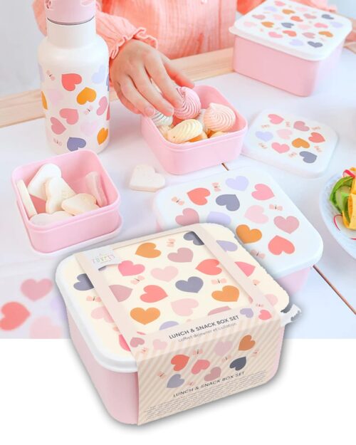 A little lovely company Σετ 4 δοχεία φαγητού Lunch & Snack Box - Hearts - Image 2