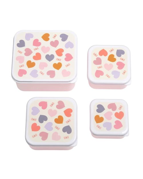 A little lovely company Σετ 4 δοχεία φαγητού Lunch & Snack Box - Hearts - Image 6