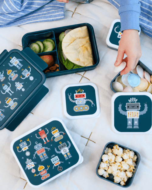 A little lovely company Σετ 4 δοχεία φαγητού Lunch & Snack Box - Robots - Image 2