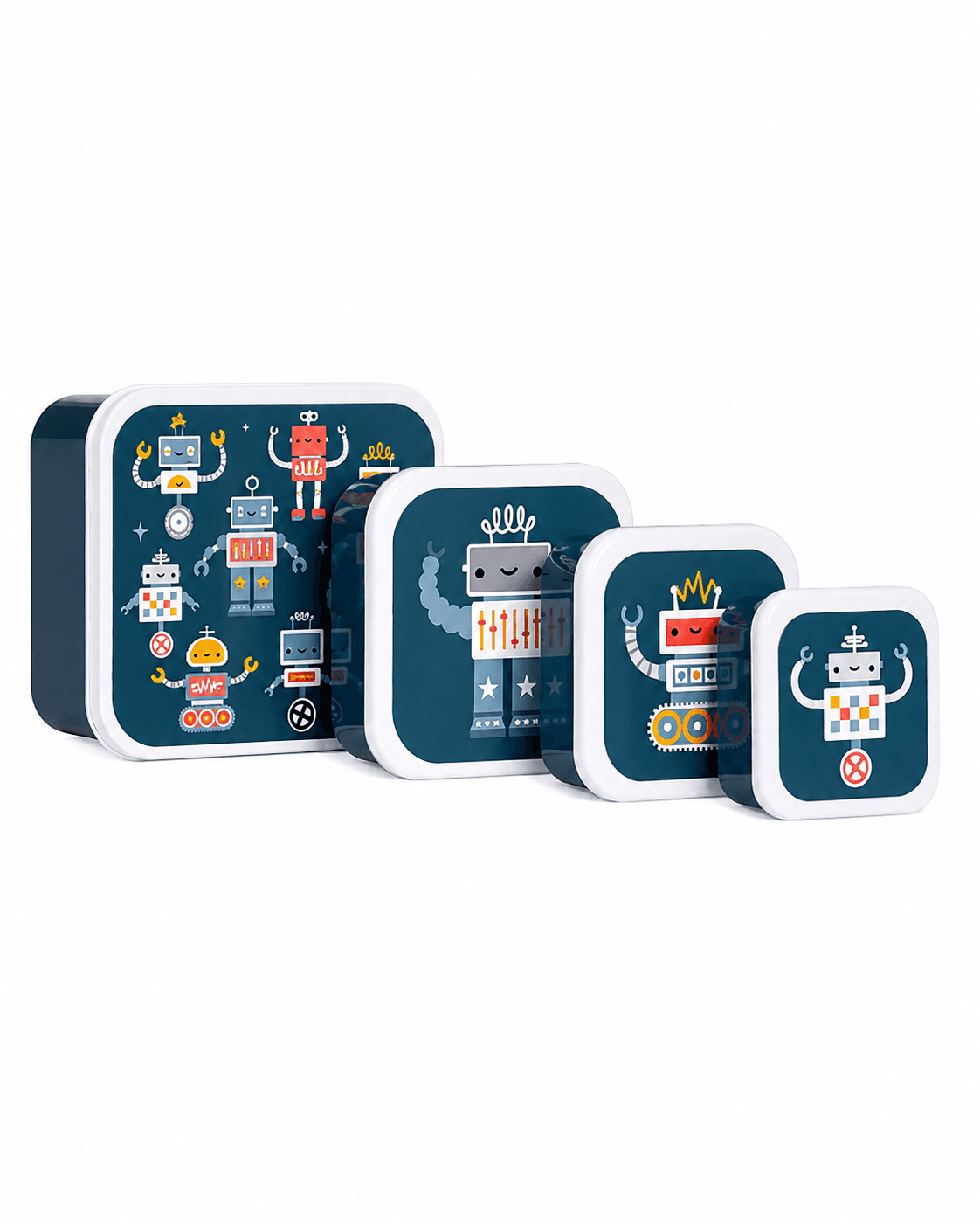 SBSERO86 A little lovely company Σετ 4 δοχεία φαγητού Lunch & Snack Box - Robots - Image 1