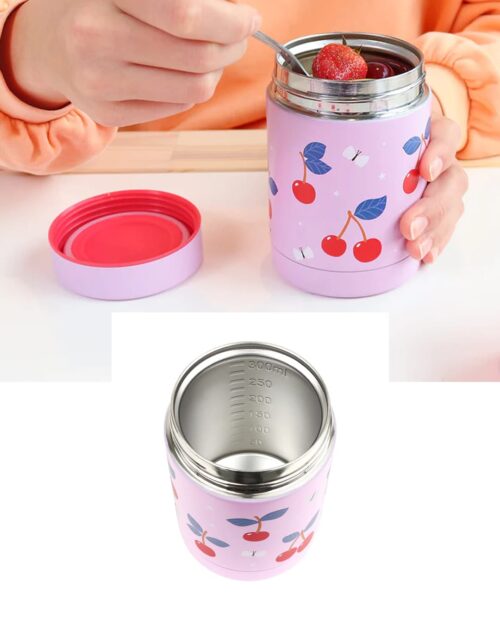 A little lovely company Θερμός φαγητού από ανοξείδωτο ατσάλι 300ml - Cherries - Image 2