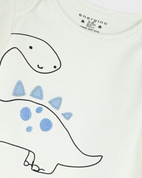 Βρεφικά κορμάκια λευκά μακρυμάνικα Dino (2 τμχ) - Image 3