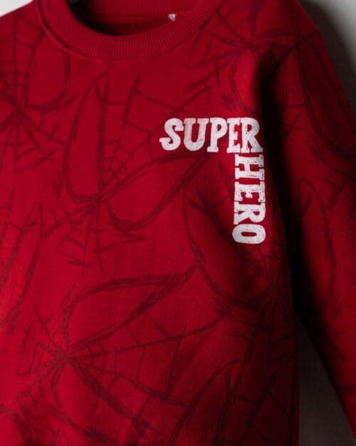 Παιδικό σετ φόρμας fleece κόκκινο-μαύρο Spiderman - Image 3