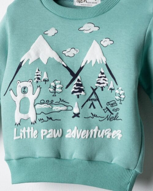 Βρεφικό σετ φόρμας fleece aqua-μπλε σκούρο Adventures - Image 3