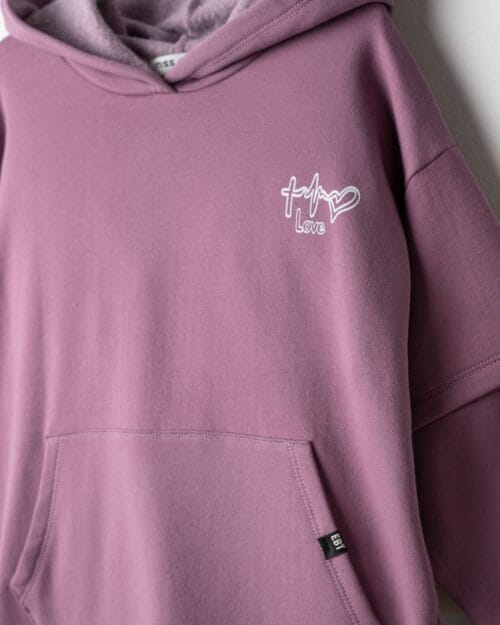 Παιδικό σετ φόρμας fleece μωβ Love - Image 3
