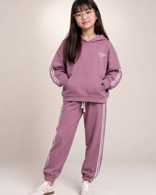 Παιδικό σετ φόρμας fleece μωβ Love - Image 2