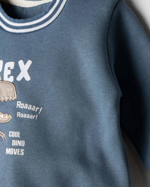 Βρεφικό σετ φόρμας fleece μπλε Dino - Image 3