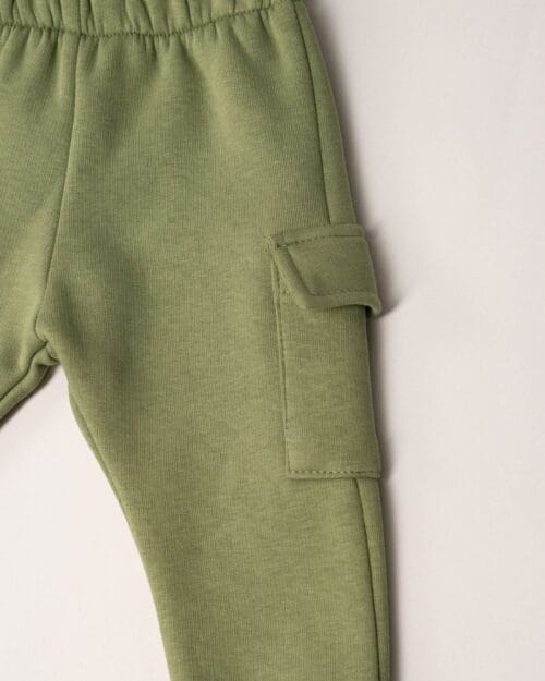 Βρεφικό σετ φόρμας fleece λαδί Dino - Image 4