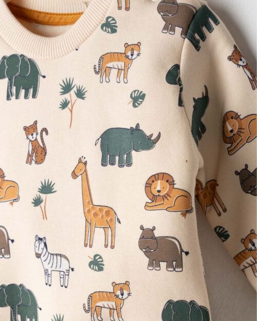 Βρεφικό σετ φόρμας fleece μπεζ-καφέ Safari - Image 3