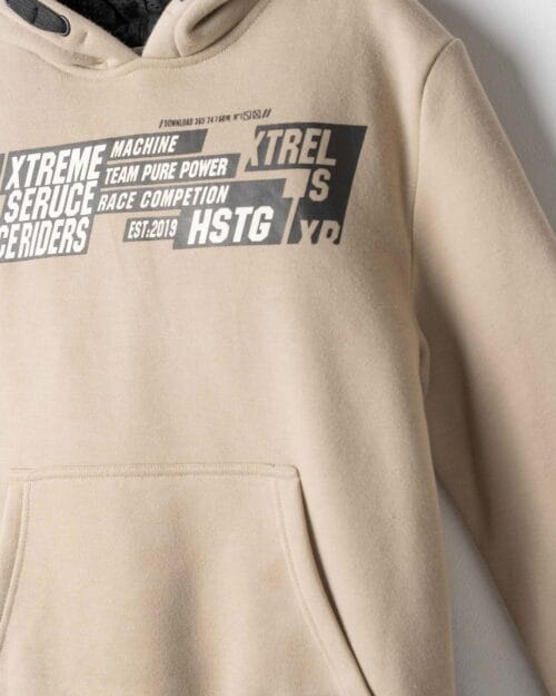 Παιδικό σετ φόρμας fleece μπεζ-μαύρο - Image 3