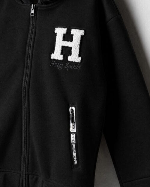 Παιδική ζακέτα fleece μαύρη με κουκούλα - Image 3