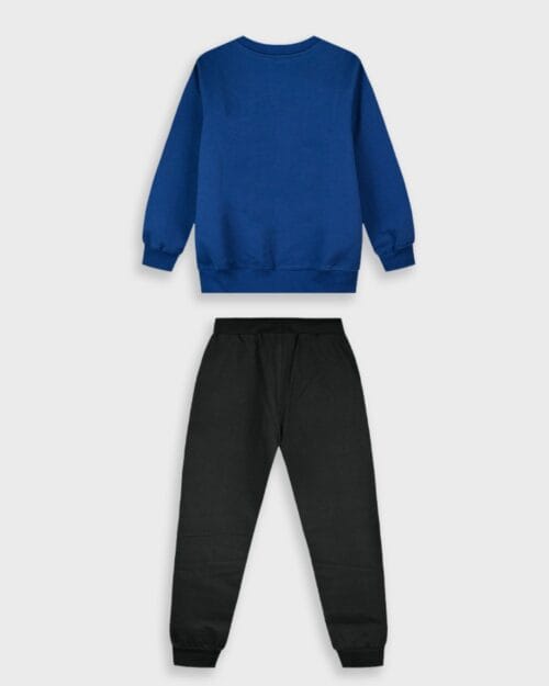 Παιδικό σετ φόρμας fleece μπλε-μαύρο - Image 4