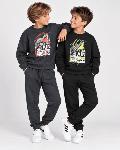 Παιδικό σετ φόρμας fleece total ανθρακί Mountain - Image 2