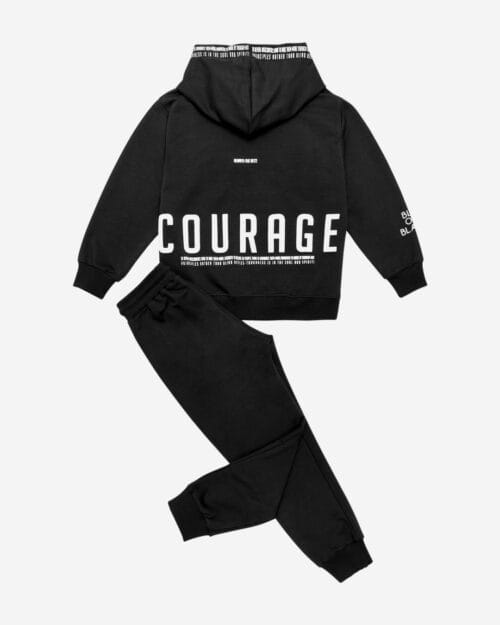 Παιδικό σετ φόρμας αχνούδιαστο μαύρο Sport Wear - Image 5