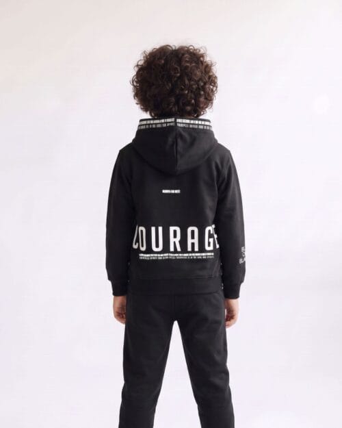 Παιδικό σετ φόρμας αχνούδιαστο μαύρο Sport Wear - Image 3
