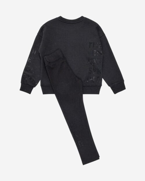 Παιδικό σετ fleece μαύρο με κολάν και στρας - Image 3