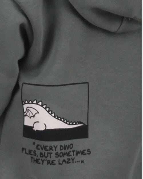Παιδικό σετ φόρμας fleece χακί-λευκό με ζακέτα Dinosaur (3 τμχ) - Image 5