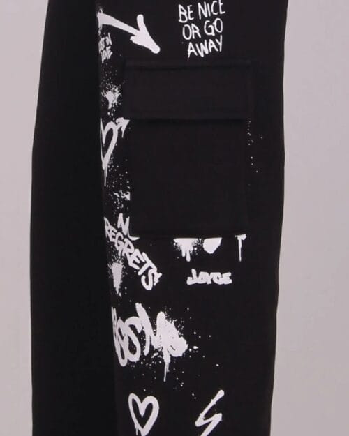 Παιδικό σετ φόρμας fleece μαύρο Graffiti - Image 5
