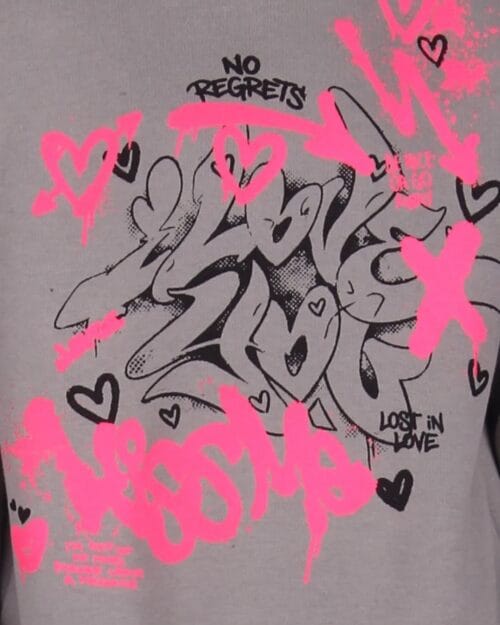 Παιδικό σετ φόρμας fleece γκρι Graffiti - Image 3
