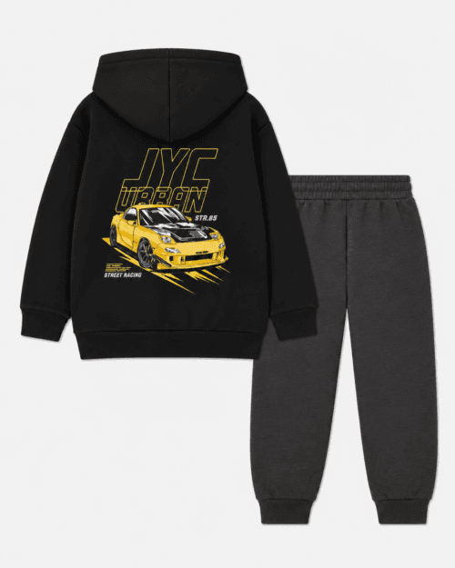 Παιδικό σετ φόρμας fleece μαύρο-ανθρακί Various prints - Image 5