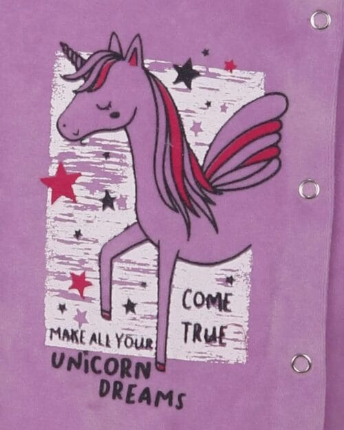 Βρεφικό φορμάκι total λιλά βελουτέ Unicorn magic - Image 3