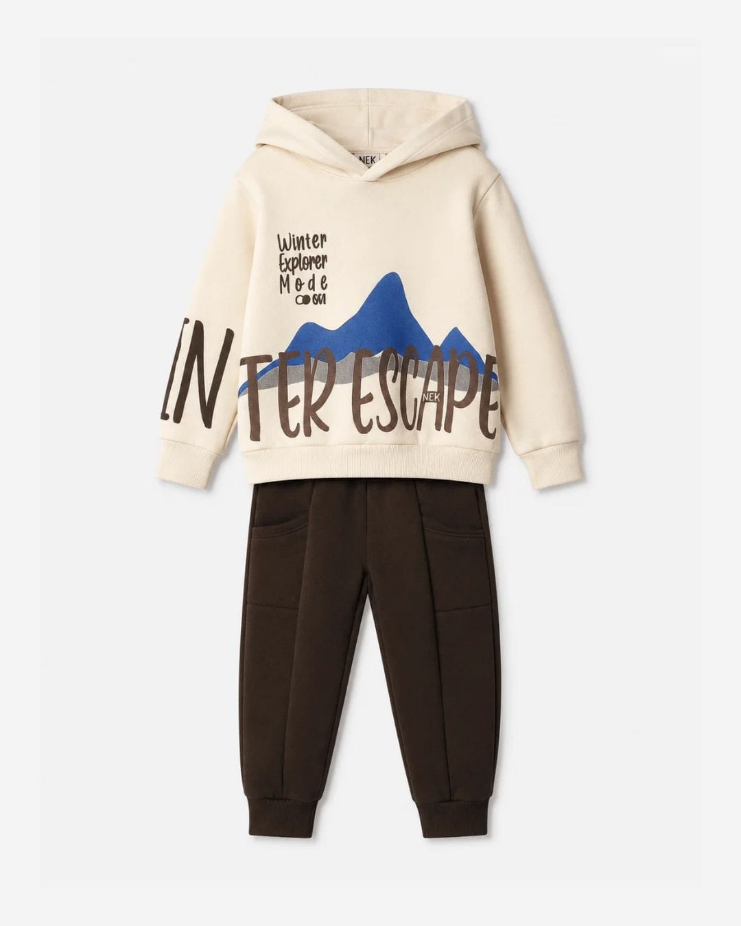 141726B Παιδικό σετ φόρμας fleece εκρού-καφέ Winter Escape - Image 1