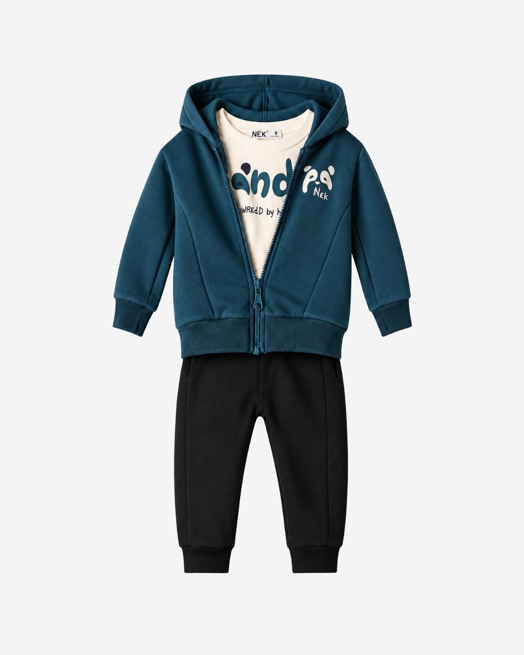 152726-2 Βρεφικό σετ φόρμας fleece πετρόλ-μπλε σκούρο με ζακέτα (3 τμχ) - Image 1