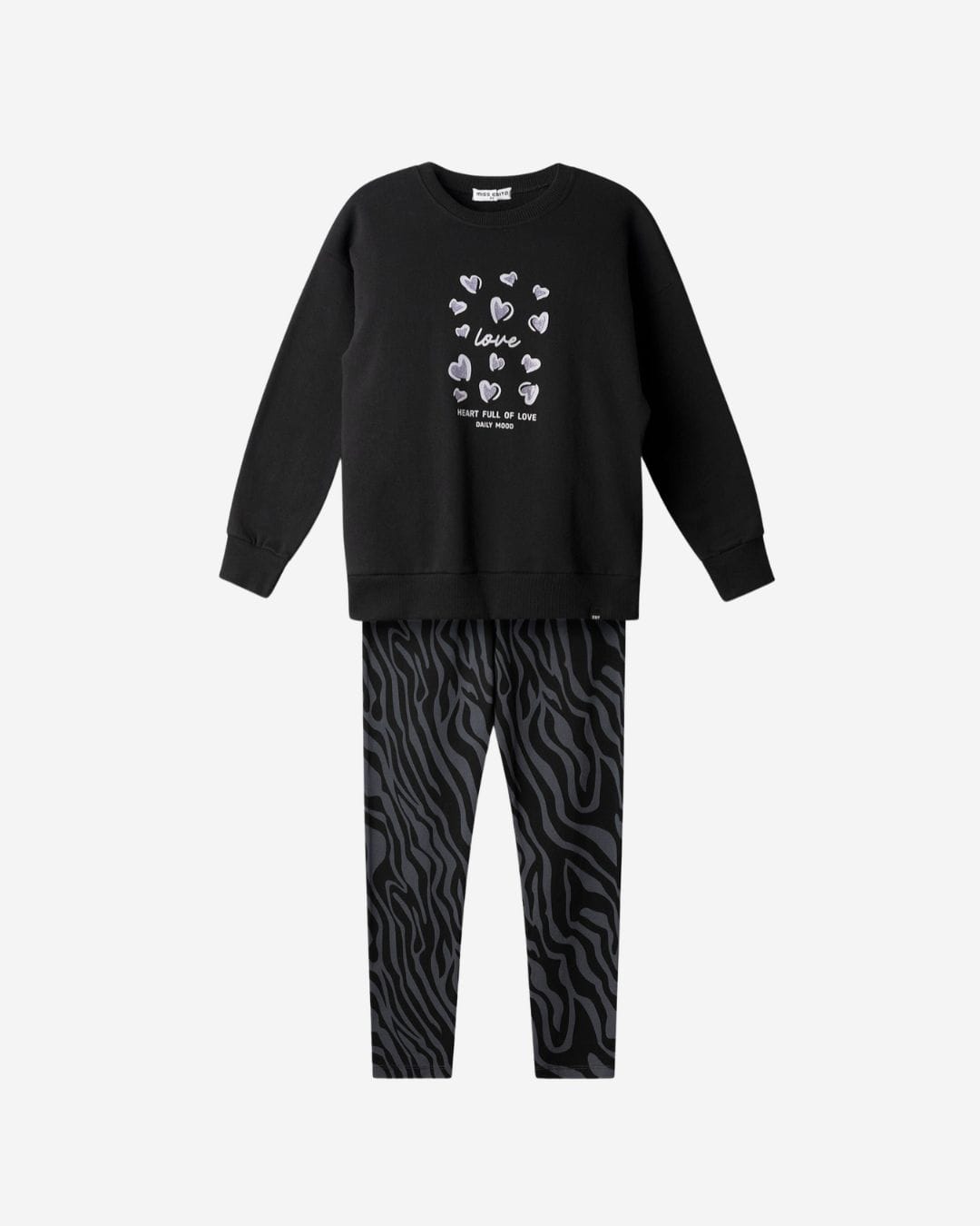 267037B Παιδικό σετ fleece μαύρο με ζεβρέ κολάν - Image 1